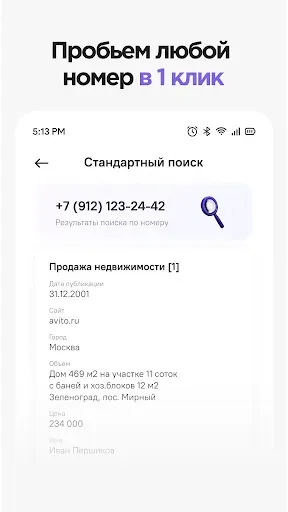 Скриншот 4 — Пробив номера – Определитель