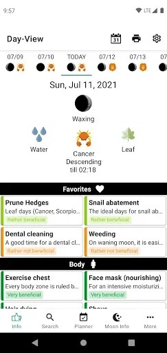 Скриншот 1 — Moon Calendar - Moony