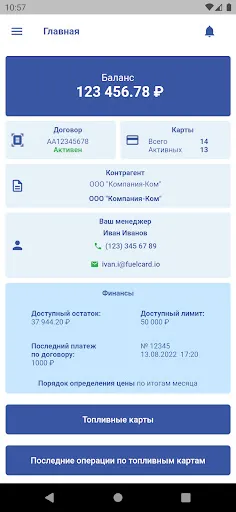 Скриншот 2 — Топливные карты