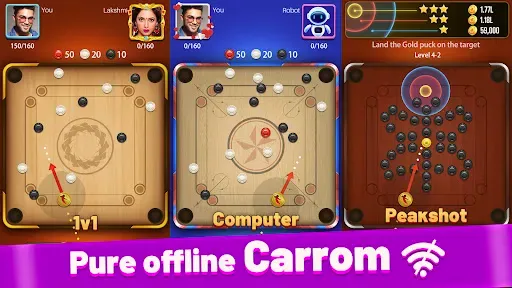 Скриншот 2 — Carrom Lite-Board Offline Game