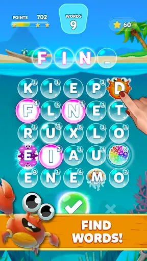 Скриншот 1 — Bubble Words - Word Games Puzz