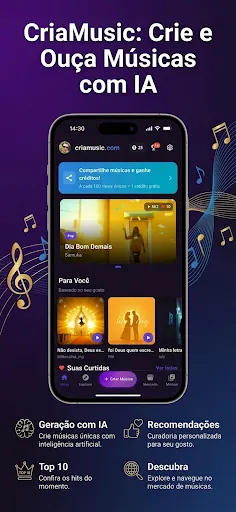 Скриншот 1 — CriaMusic, Crie Músicas Com IA