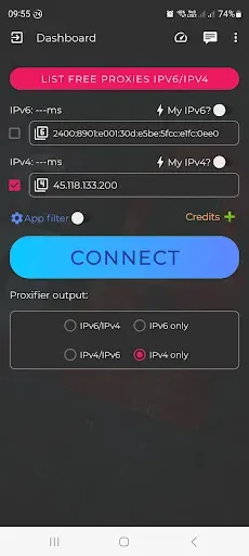 Скриншот 1 — SOCKS5 - IPv6 & IPv4 Proxy VPN