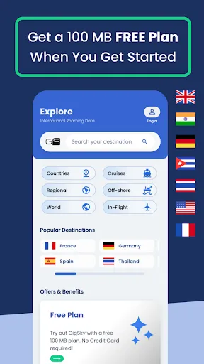 Скриншот 1 — eSIM + Travel Data : GigSky