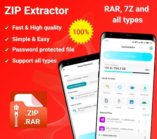 Скриншот 1 — Zip Extractor : UnZIP & UnRAR