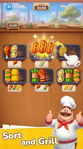 Скриншот 1 — Мастер Гриля: Игра Sort Еды