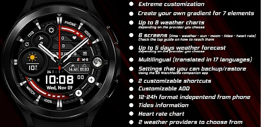 Скриншот 1 — GS Weather 11 Hybrid Watchface