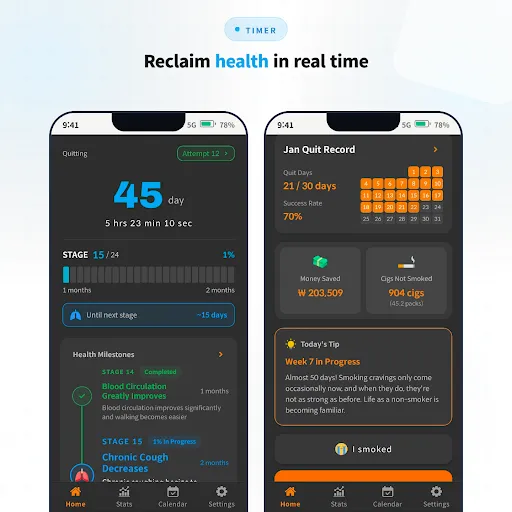 Скриншот 1 — Quit Smoking : Tracker & Timer