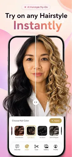 Скриншот 1 — AI Hair Try On & Color Changer