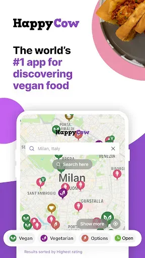 Скриншот 1 — HappyCow - Vegan Food Near You