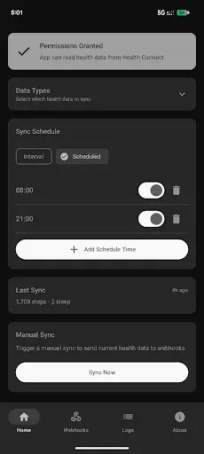 Скриншот 5 — Health Connect Webhook
