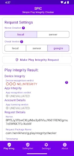 Скриншот 1 — SPIC - Play Integrity Checker