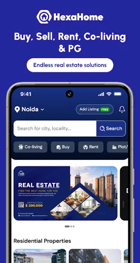 Скриншот 1 — HexaHome: Buy, Rent, Sell & PG