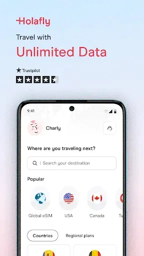 Скриншот 1 — Holafly eSIM: Unlimited Data