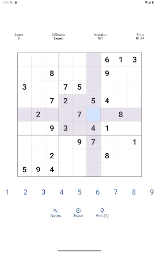 Скриншот 1 — Paper Sudoku - Classic Sudoku