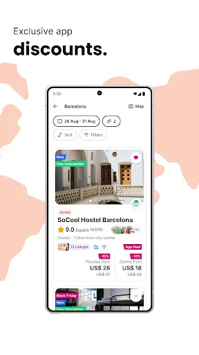 Скриншот 4 — Hostelworld: Hostel Travel App