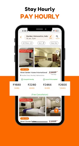 Скриншот 2 — Hourly Rooms Hotel Booking App