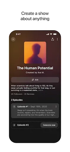 Скриншот 4 — Huxe: AI Radio & Podcasts