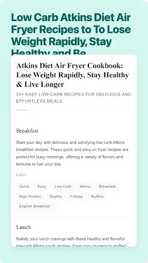 Скриншот 2 — Atkins Air Fryer Recipes