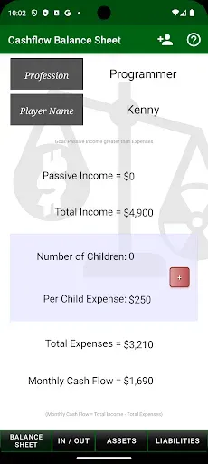Скриншот 1 — Cashflow Balance Sheet