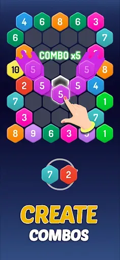 Скриншот 3 — Merge Hexa™ Number Puzzle Game