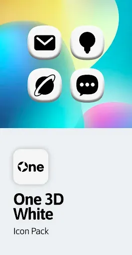 Скриншот 1 — One 3D White Icon Pack
