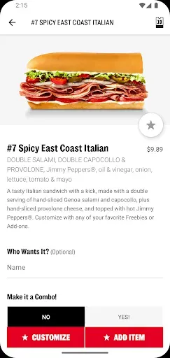 Скриншот 2 — Jimmy John's Sandwiches