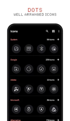 Скриншот 2 — Dots : Adaptive Icon pack