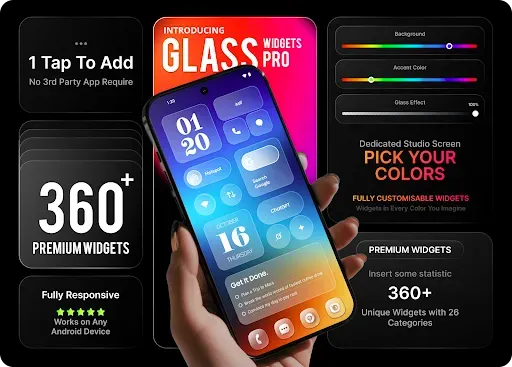 Скриншот 1 — Glass Widgets Pro