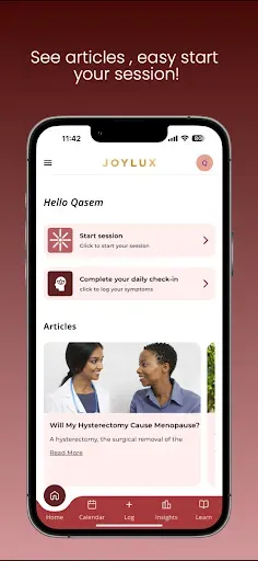 Скриншот 1 — Joylux Menopausal Health App