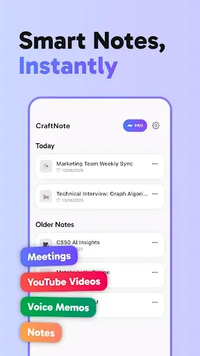 Скриншот 1 — CraftNote – AI Note Taker