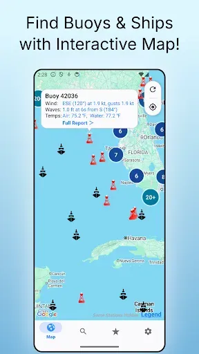 Скриншот 1 — NOAA Buoy Reports & Ship Data
