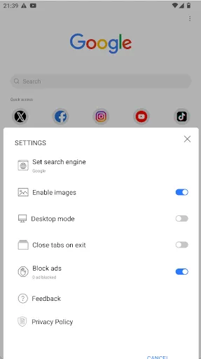 Скриншот 3 — Kiwi Browser - Fast & Quiet