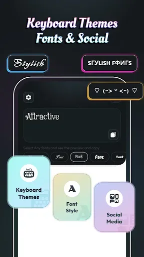 Скриншот 1 — Keyboard Themes Fonts & Social