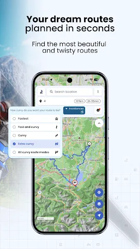 Скриншот 2 — Kurviger Motorcycle Navigation