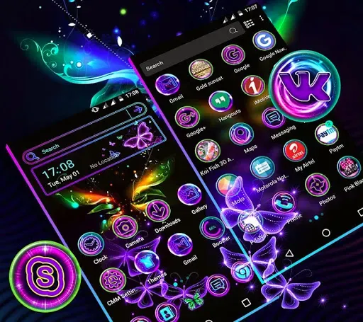 Скриншот 1 — Glow Butterfly Launcher Theme