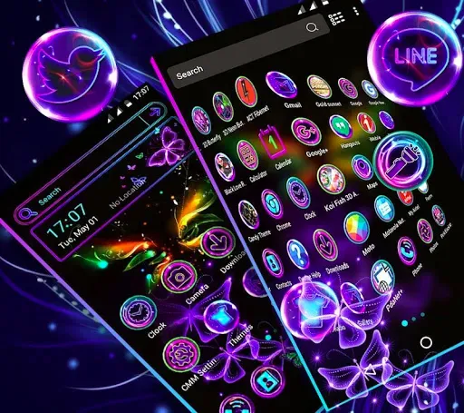 Скриншот 2 — Glow Butterfly Launcher Theme