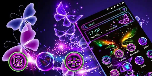 Скриншот 3 — Glow Butterfly Launcher Theme