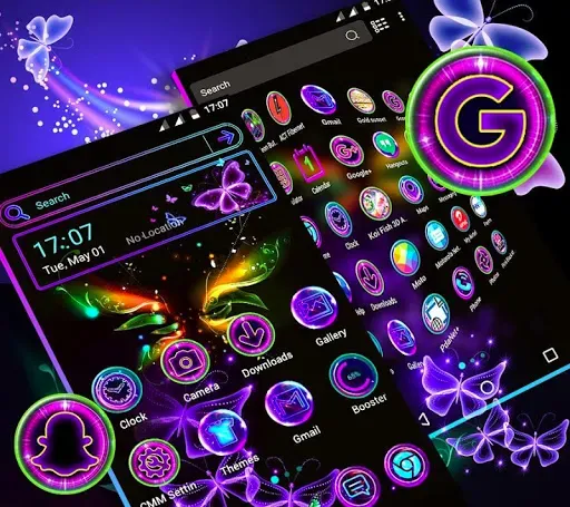 Скриншот 4 — Glow Butterfly Launcher Theme