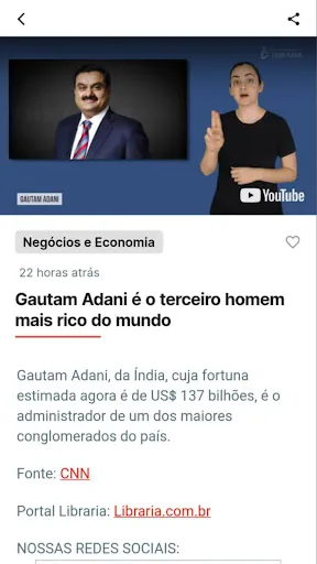 Скриншот 6 — Libraria News |Notícias Libras