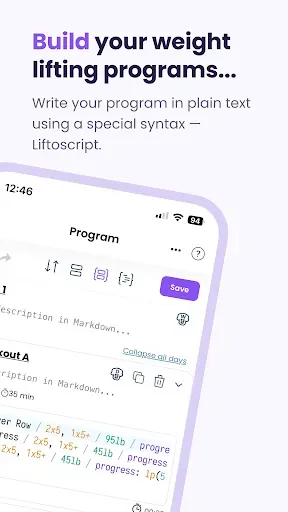 Скриншот 2 — Liftosaur: Scriptable Workouts