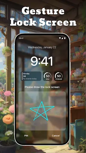 Скриншот 1 — Gesture Lock Screen: Draw Lock
