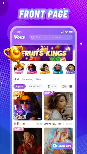 Скриншот 1 — Vone: Live, Video Party & Fun
