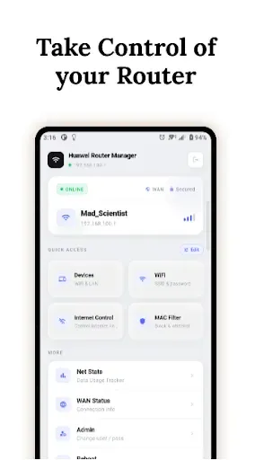 Скриншот 1 — WiFi Manager for Huawei Router