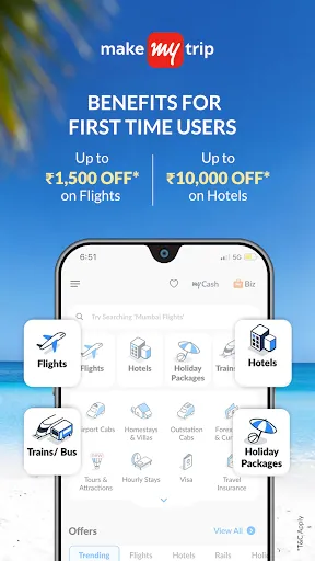 Скриншот 2 — MakeMyTrip: Hotel, Flight, Bus