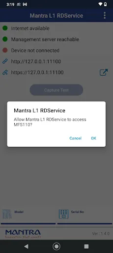 Скриншот 4 — Mantra L1 RDService