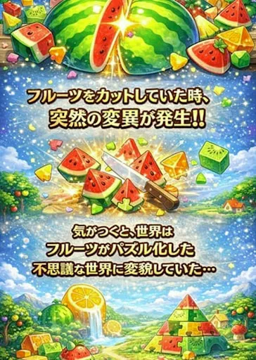 Скриншот 1 — カットフルーツ合体パズル