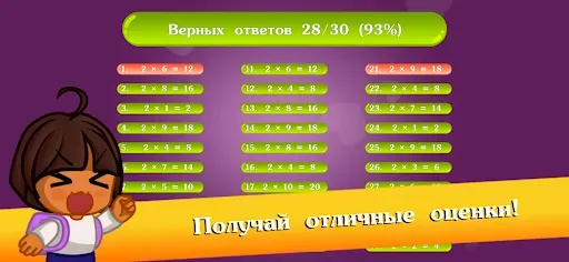 Скриншот 8 — Математика: Таблица умножения