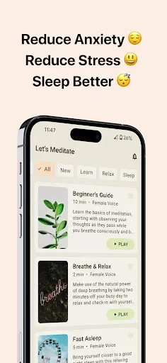 Скриншот 2 — Let's Meditate: Relax & Sleep