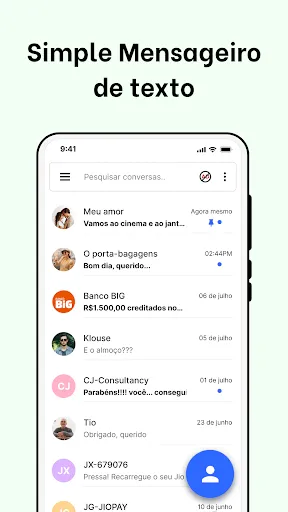Скриншот 1 — Messenger de SMS - Mensagens